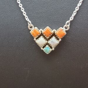 Elegant Sterling Silver Necklace with Orange Buffalo Kingman Turquoise Gemstone